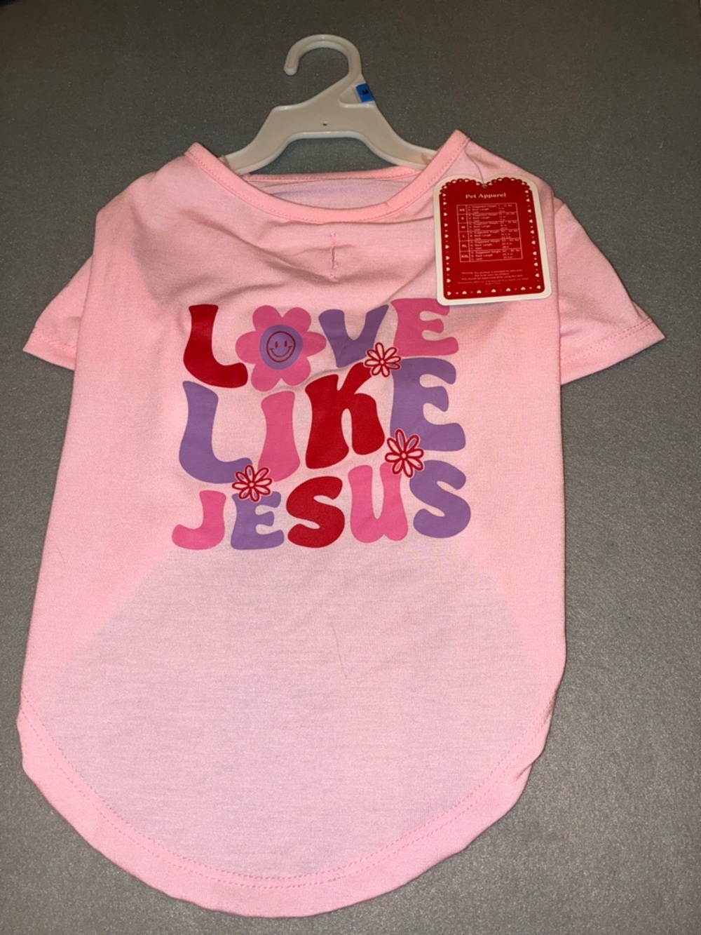 Love Like Jesus Pink Graphic Dog Tee Shirt - Picture 3 of 8